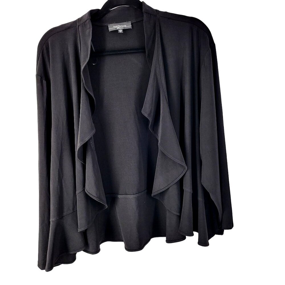 R&M Richards Womens Black Cardigan Size 3X Made In USA NWT